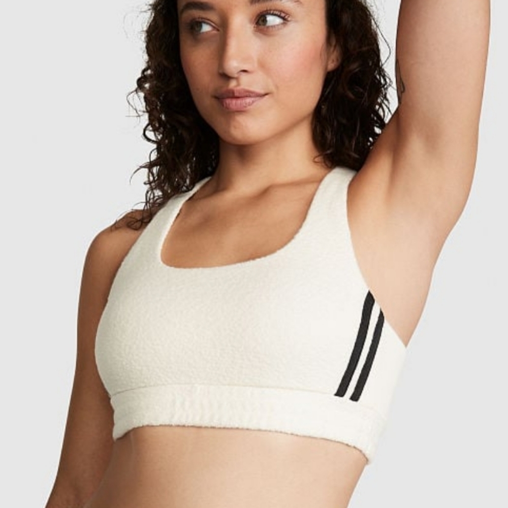 Victoria's secret pink reverse fleece lounge bra CREAM LARGE
